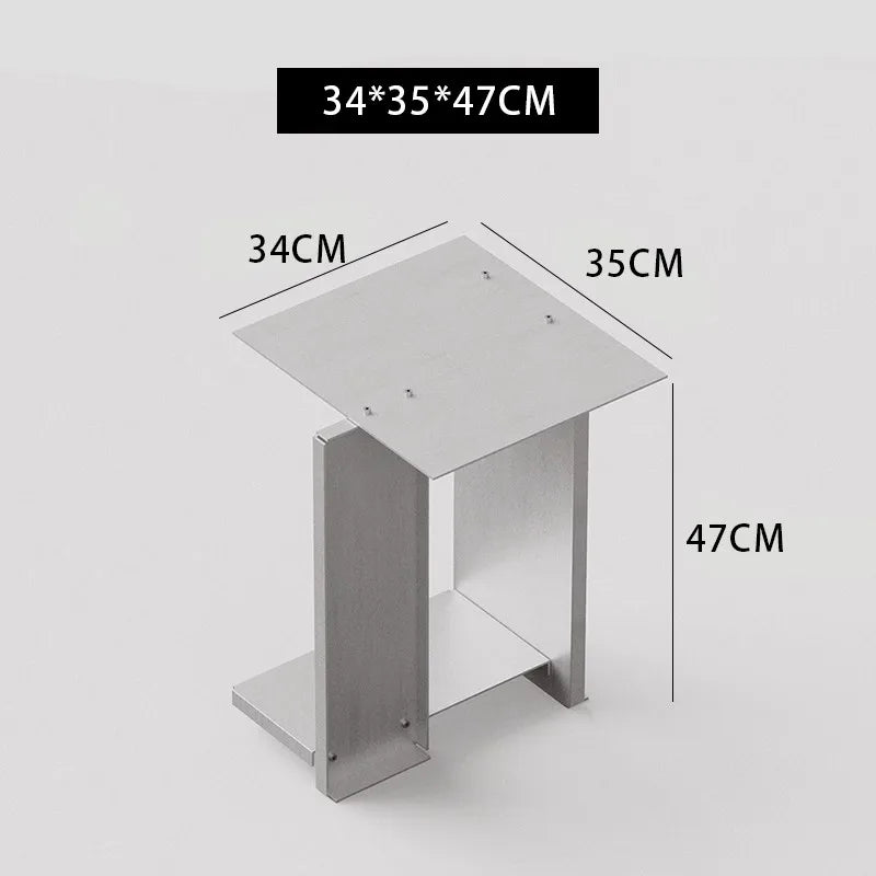 Square Metal Side Table – Modern Bedside & Storage Table, 34x35x47cm