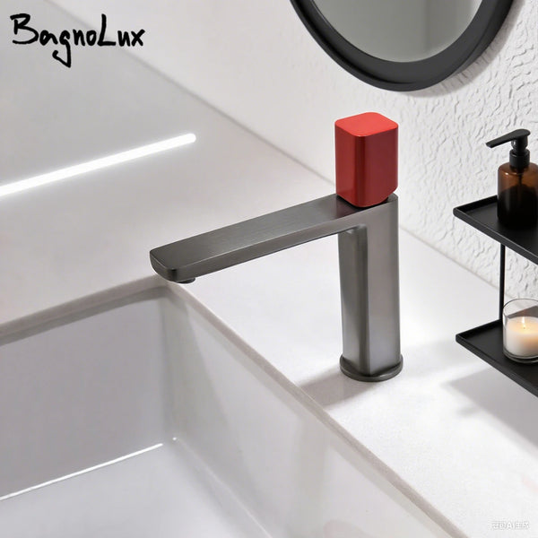 Robinet de Lavabo Carré Gris Anthracite Mitigeur