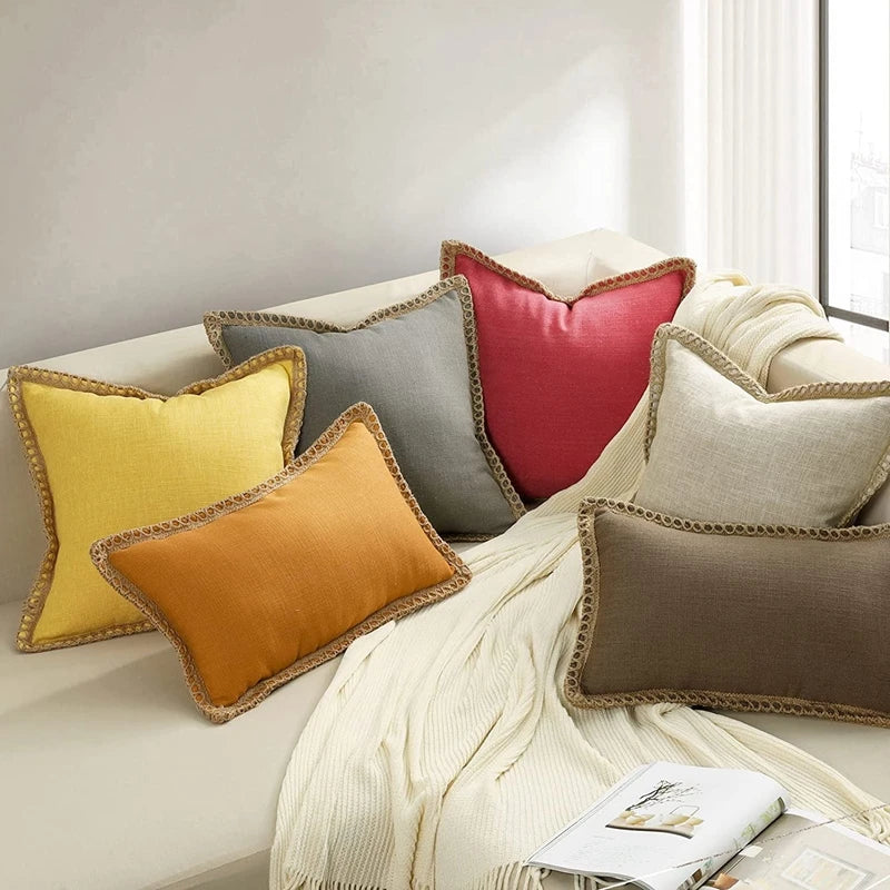 Housse de Coussin Champêtre Bordée - Style Farmhouse