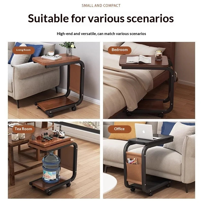 Table d'Appoint Mobile Ajustable en Métal - Design Moderne