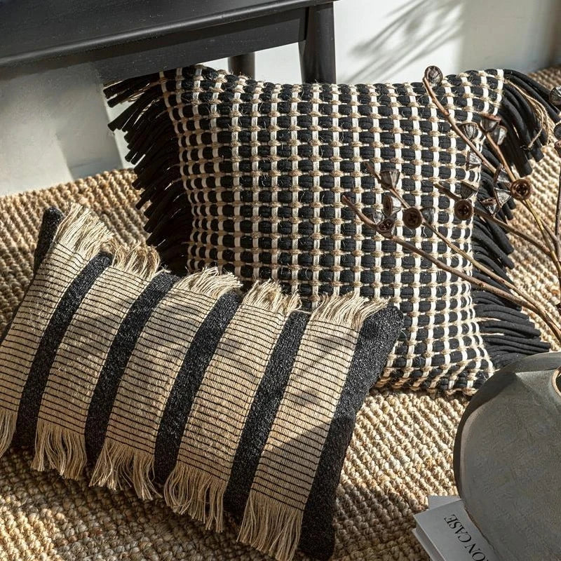 Housse de Coussin Tissée Motif Nœud Format Carré
