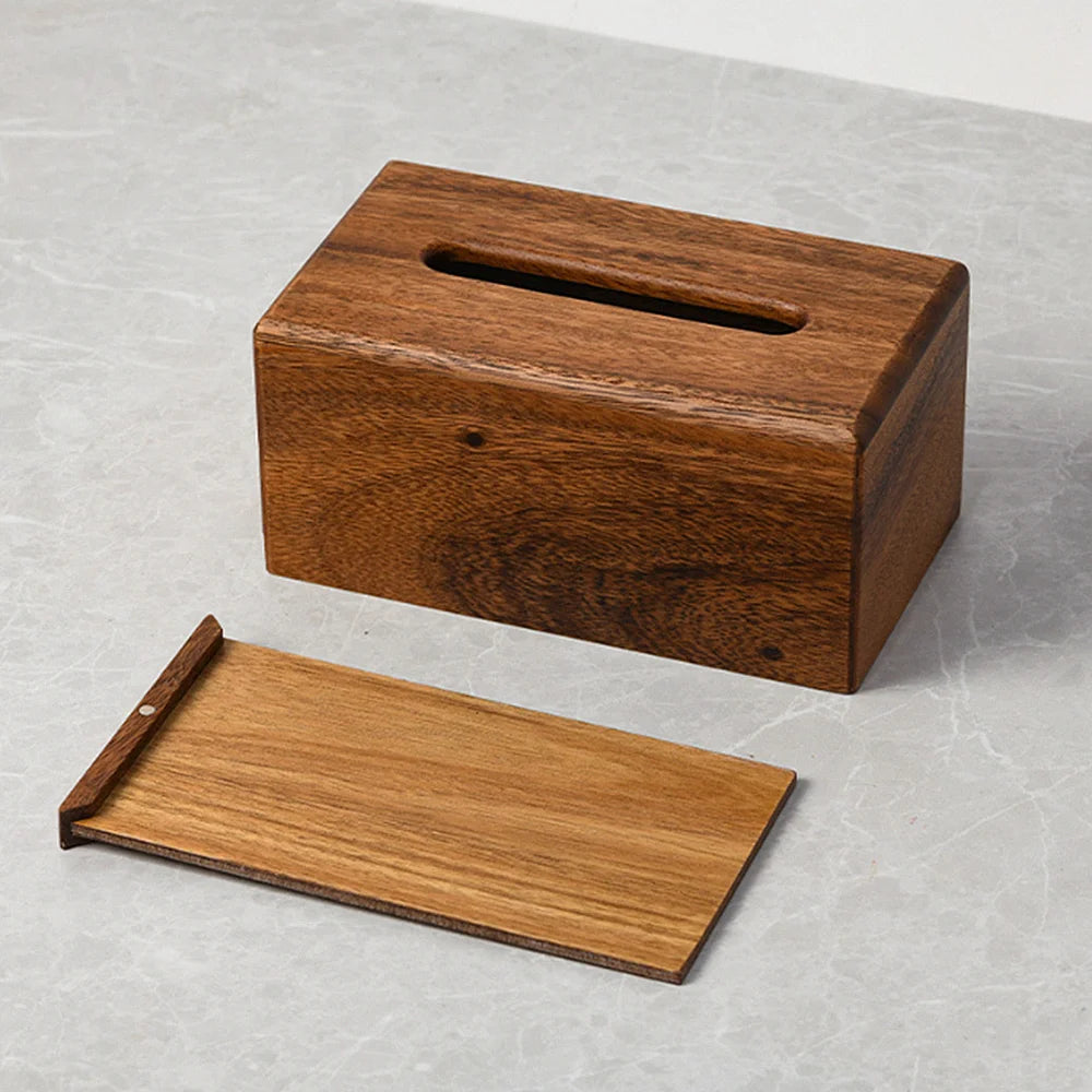 Boîte à Mouchoirs en Bois de Noyer Foncé - Style Japonais