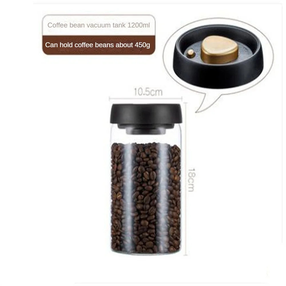 Pot Hermétique en Verre pour Café en Grains sous Vide
