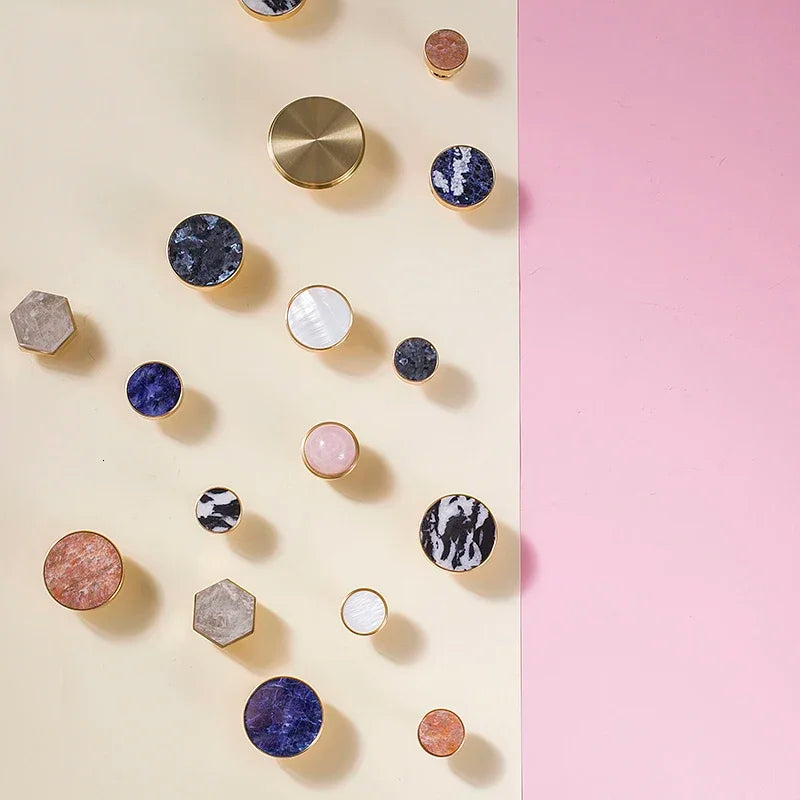 Natural Stone & Brass Knob – Cabinet Hardware