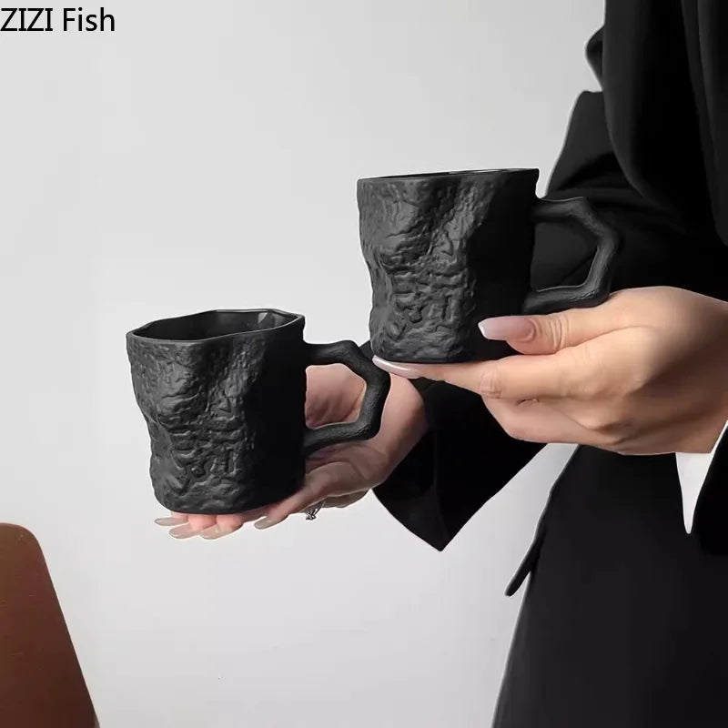 Tasse en Verre Noir Forme Irrégulière 200ml