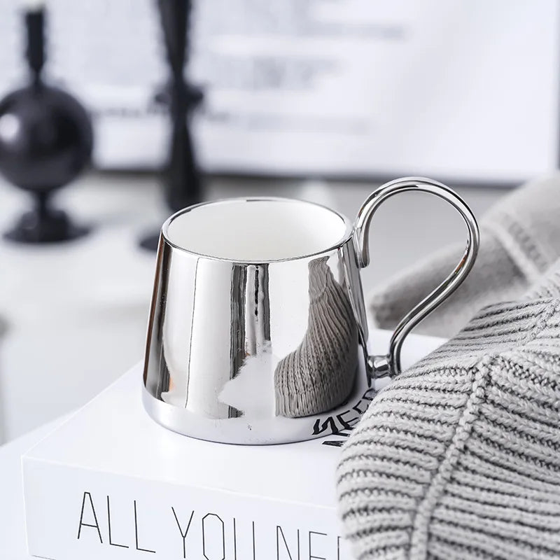 Tasse en Céramique Or et Argent Style Nordique Résistante Chaleur