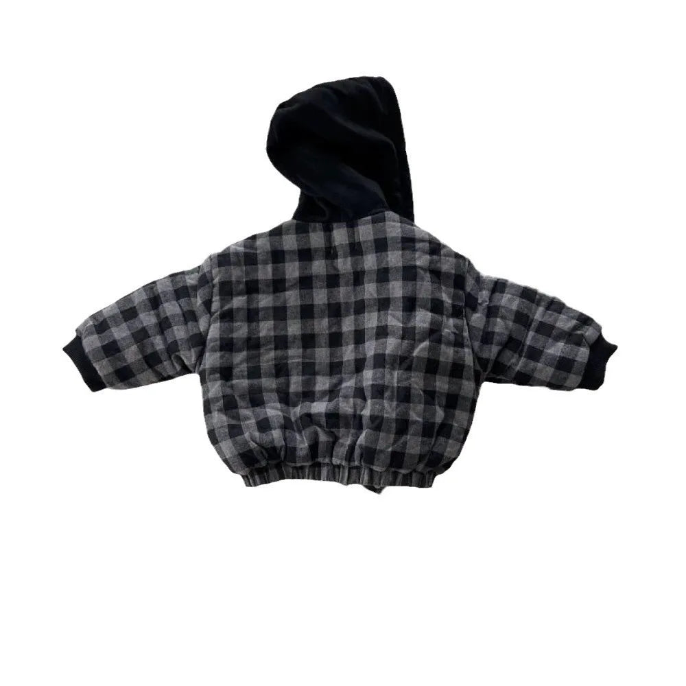 Manteau Enfant à Capuche Motif Carreaux