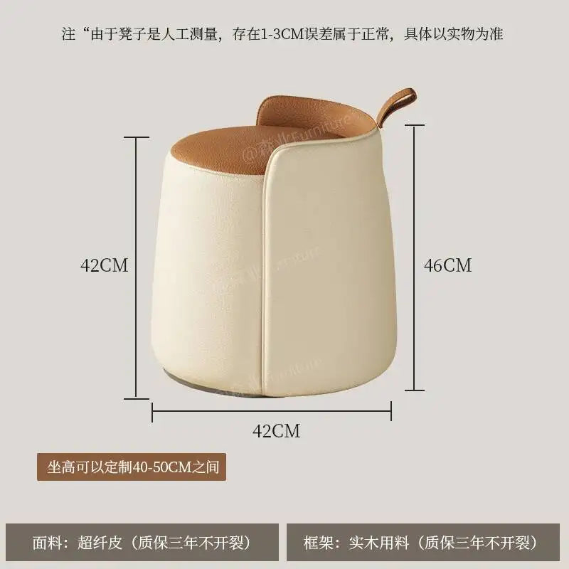 Tabouret d'Assise Rembourré en Cuir - Design Nordique