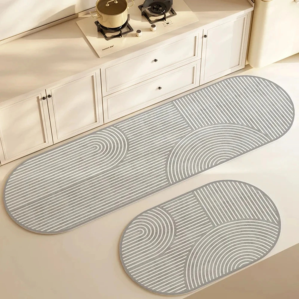 Tapis de Cuisine Absorbant - Style Épuré Longue Bande