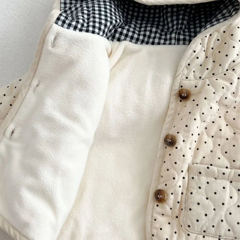 Manteau Enfant Matelassé à Capuche à Pois