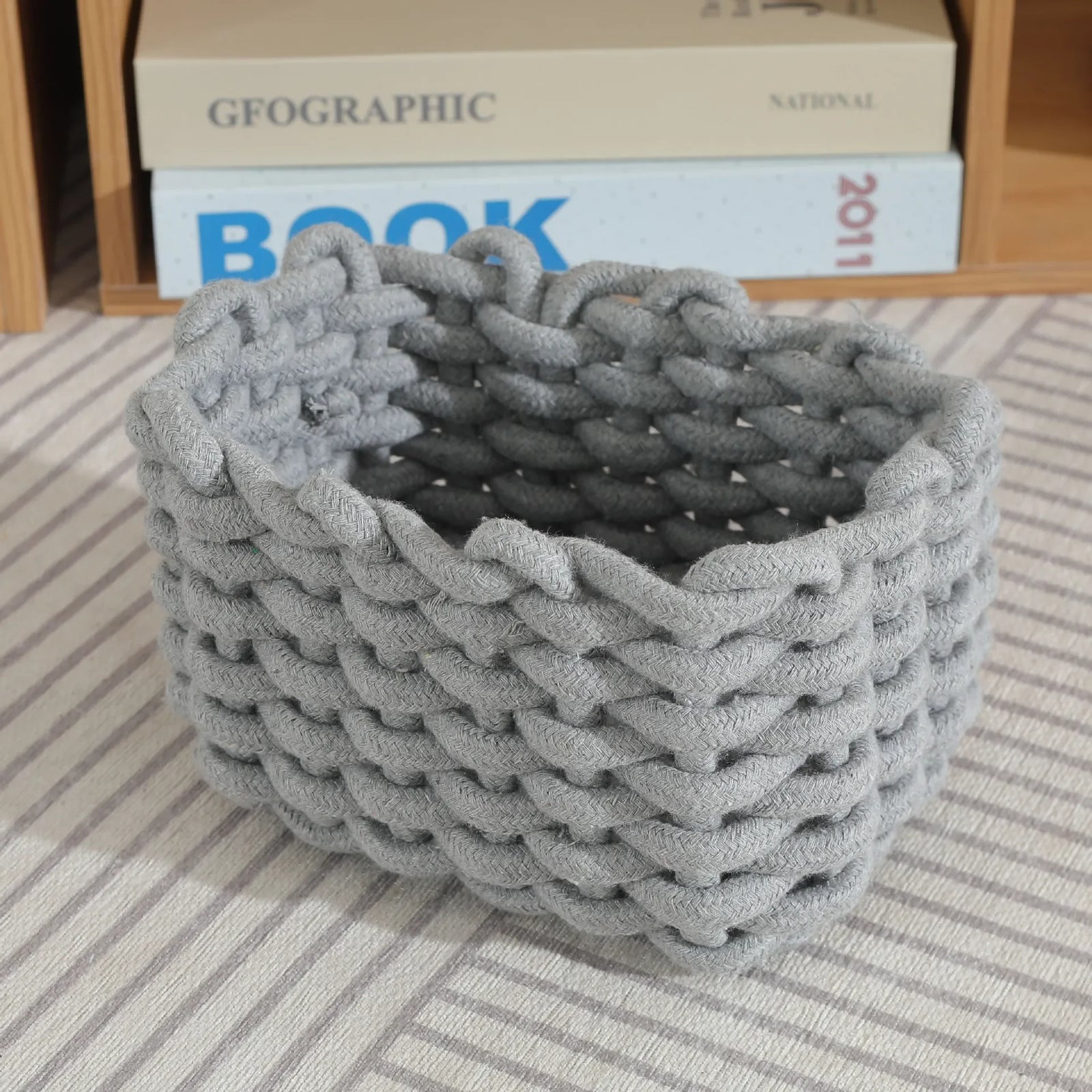 Petit Panier de Rangement Tressé en Corde de Coton