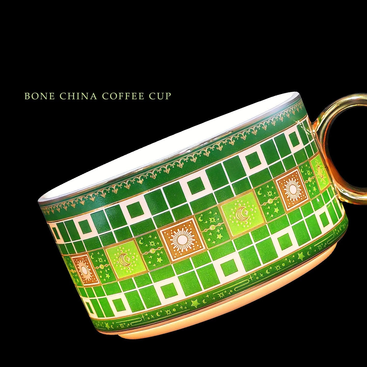 Tasse à Café Porcelaine Fine Bordure Dorée Style Royal