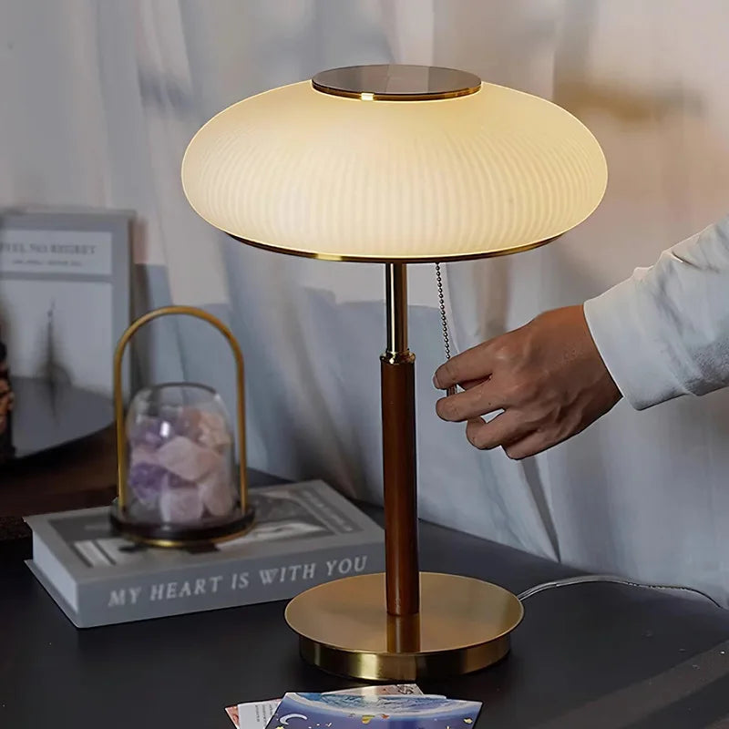 Copper & Frosted Glass Table Lamp – Nordic Bedside Light