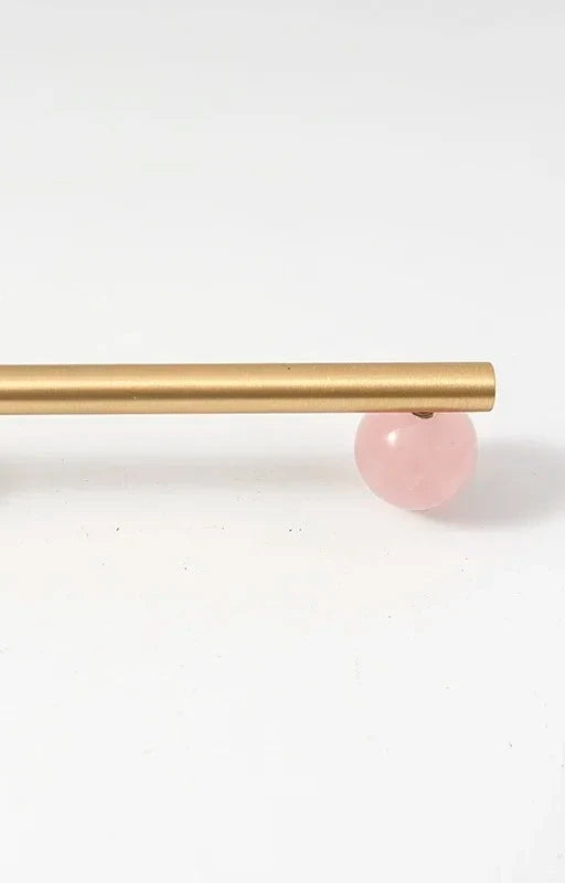 Poignée de Meuble Marbre Naturel et Laiton Style Nordique Rose