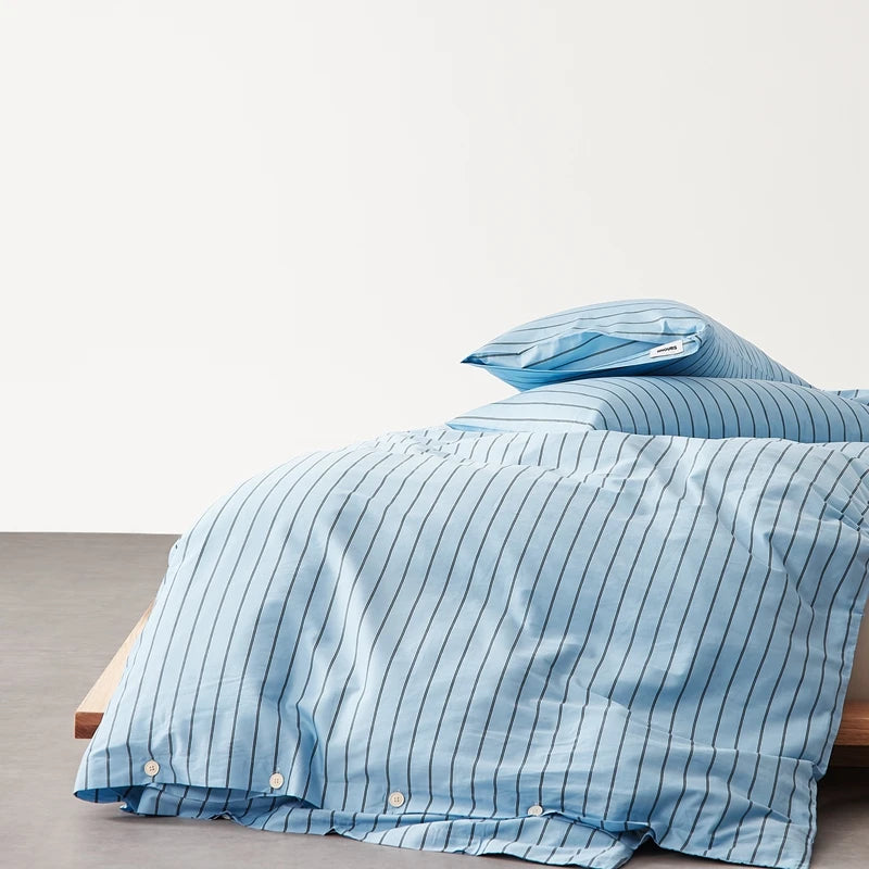 Housse de Couette Coton Rayée Douce pour Toute la Famille