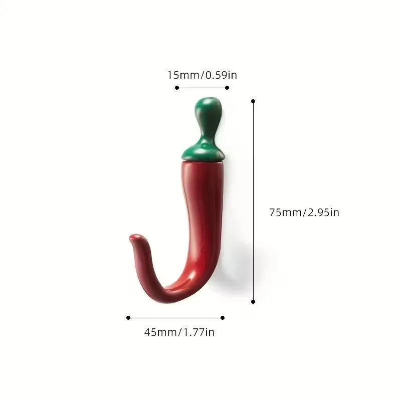 Crochets Muraux Forme Piment Rouge Vif Installation Facile