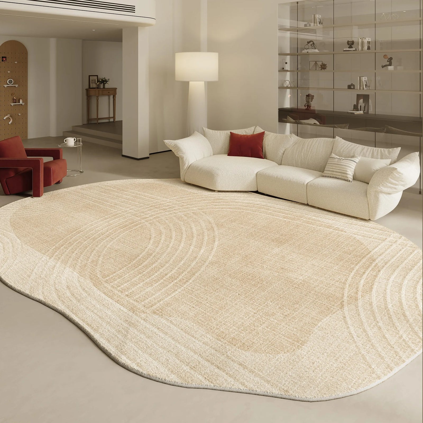 Tapis Forme Irrégulière Moderne Peluche Épaisse Chambre