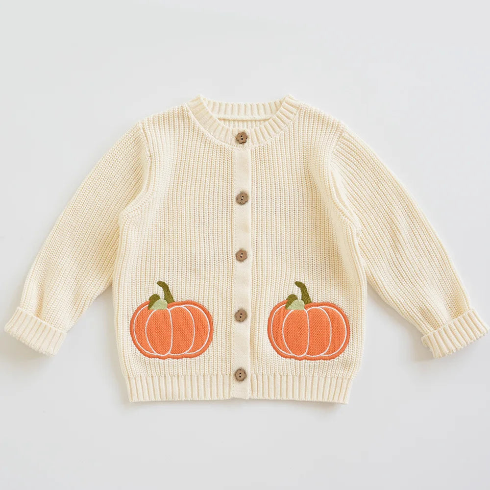 Cardigan Fille Brodé Motif Champignon