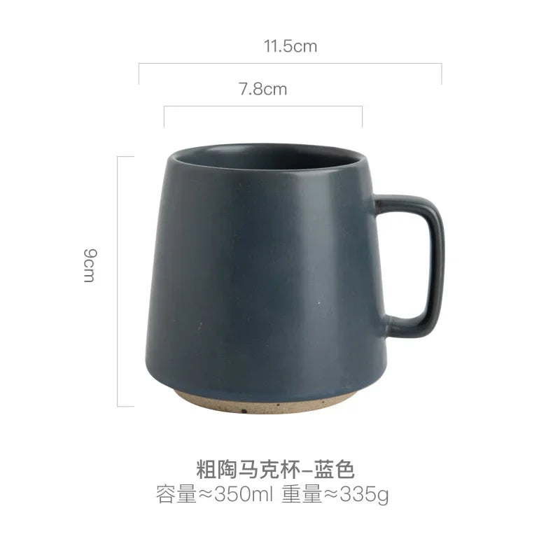 Tasse en Céramique Rétro avec Sous-Verre en Bois