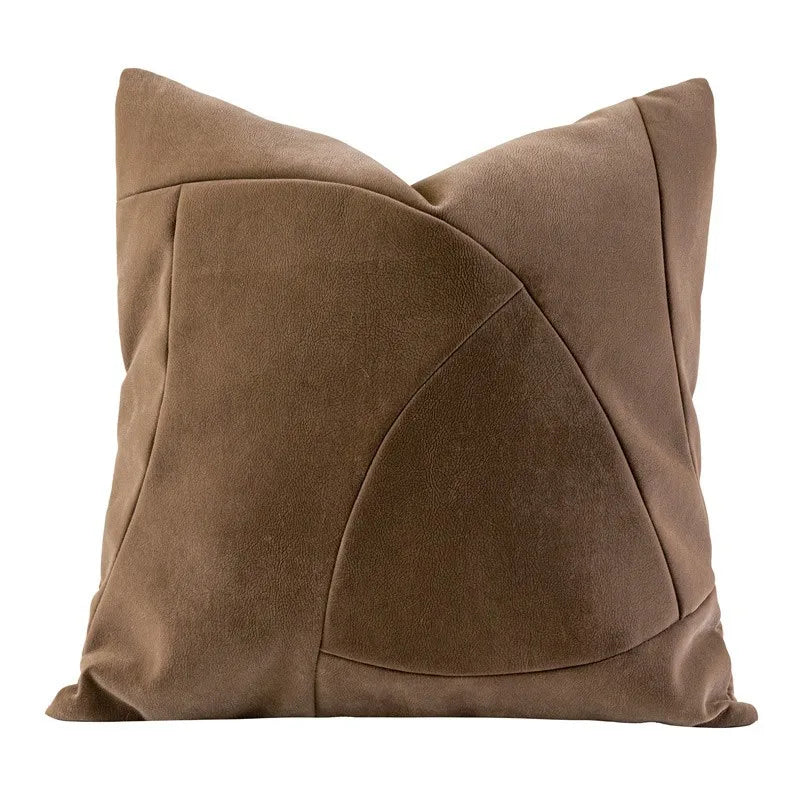 Housse de Coussin Peau de Vache Grise Patchwork Brun Tissé