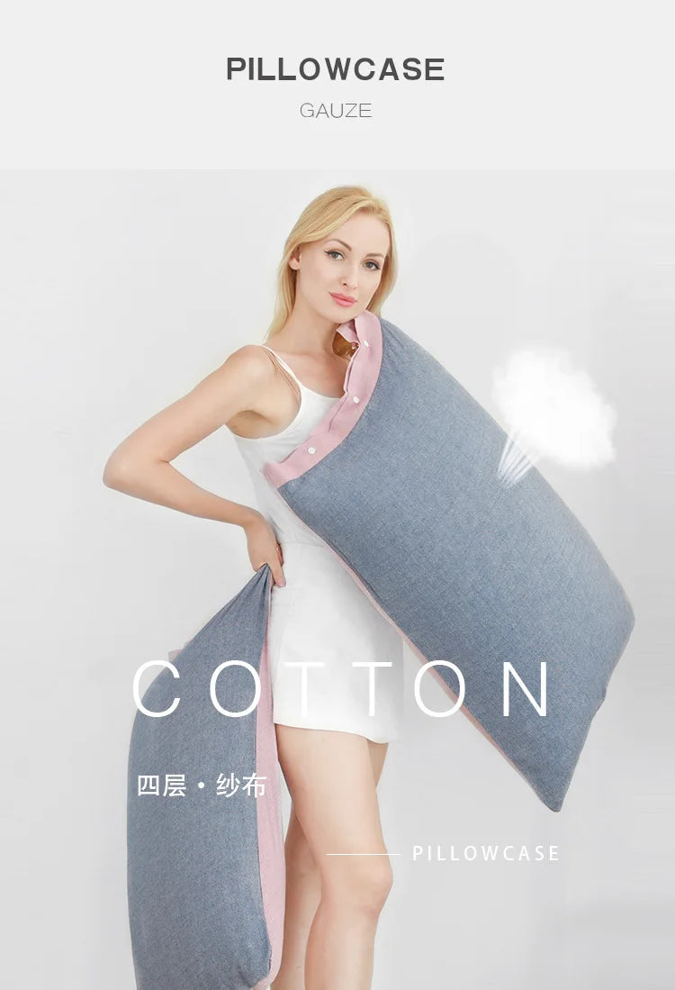 Lot de 2 Taies d'Oreiller en Gaze de Coton