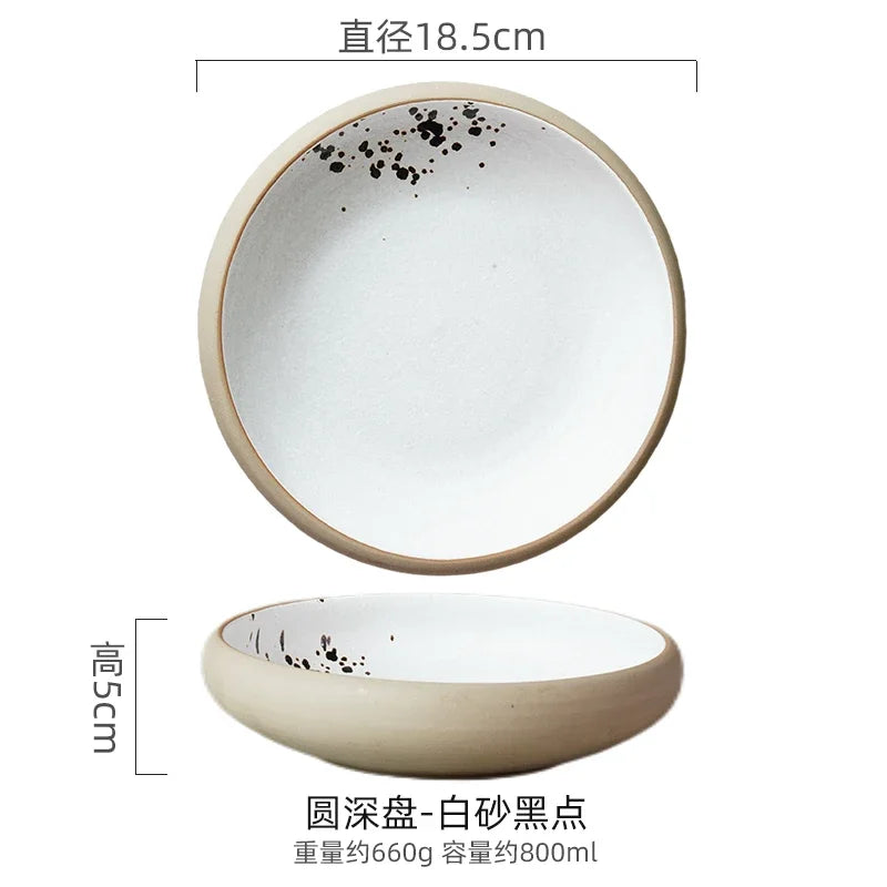 Japanese Round Deep Plate – Stoneware Dinner & Pasta Bowl