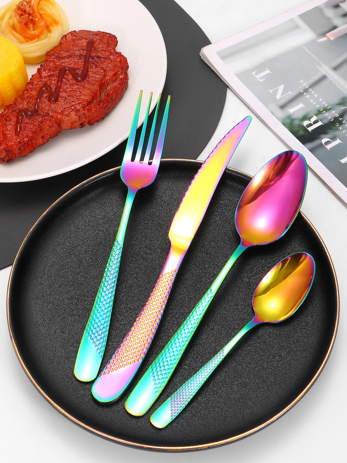 Ensemble Couverts à Steak Étoilé 24 Pièces Inox