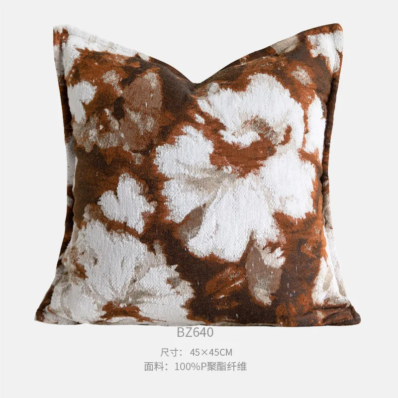 Housse de Coussin Orange Jacquard Motif Demi-Cercle