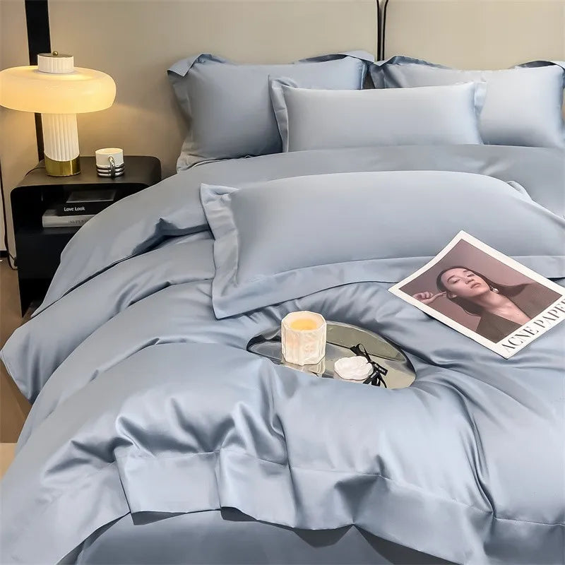Parure de Lit Coton Égyptien 1000TC Ultra Douce 4 Pièces