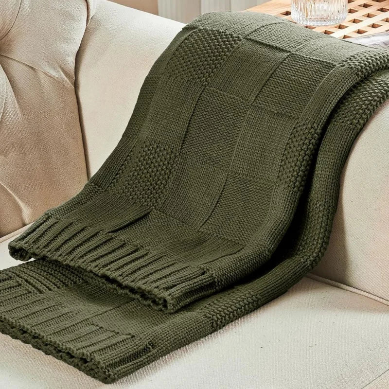 Plaid Tricoté Bohème - Couverture Douce Multi-Usage