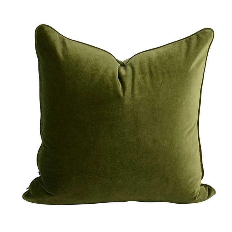 Housse de Coussin Velours Italien Vert Olive Uni