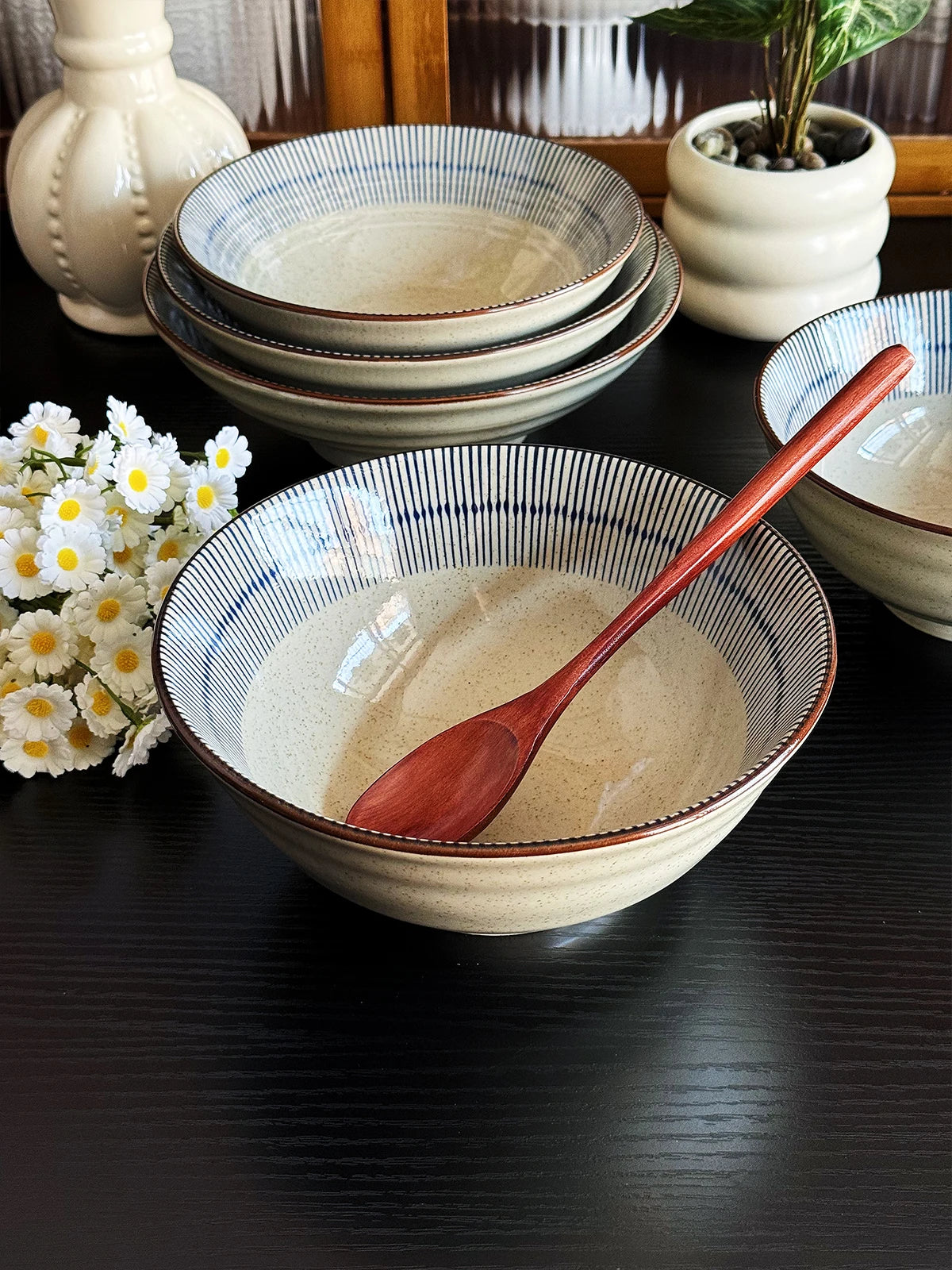Bol à Nouilles en Céramique Style Japonais - Grande Contenance