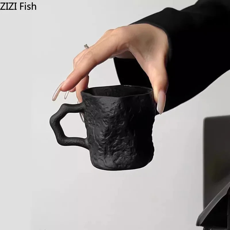 Tasse en Verre Noir Forme Irrégulière 200ml