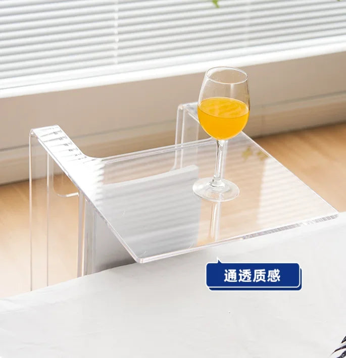 Table d'Appoint en Acrylique Forme C - Transparente avec Rangement