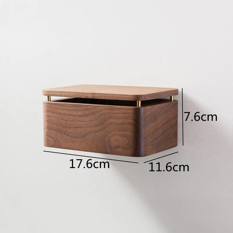 Distributeur de Papier Toilette Mural en Bois - Noyer