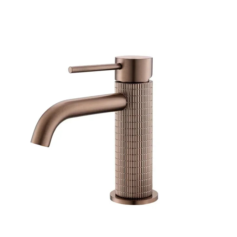 Robinet de Lavabo Or Rose Brossé Sculpté Artisanal