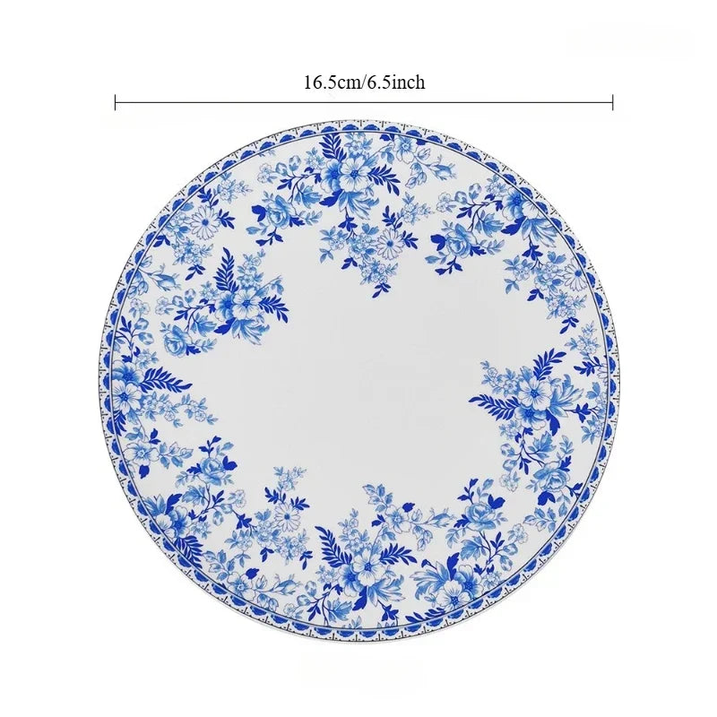 Assiette en Porcelaine Bleu et Blanc Style Vintage