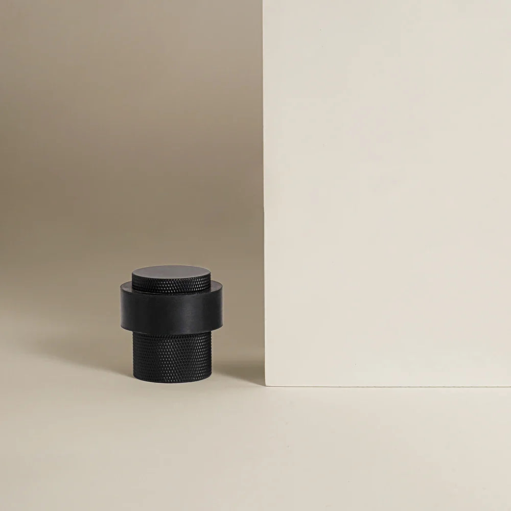 Brass Door Stopper – Knurled Floor-Mount Hardware
