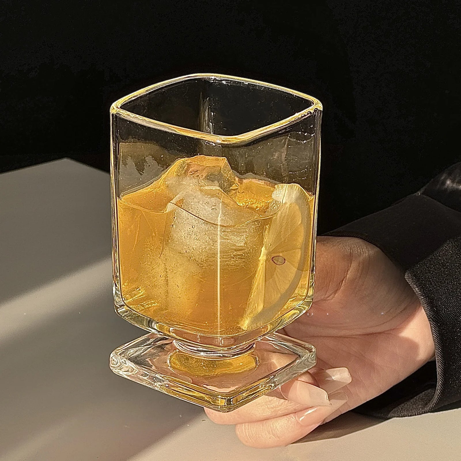 Verre Design Coin Transparent Style Minimaliste