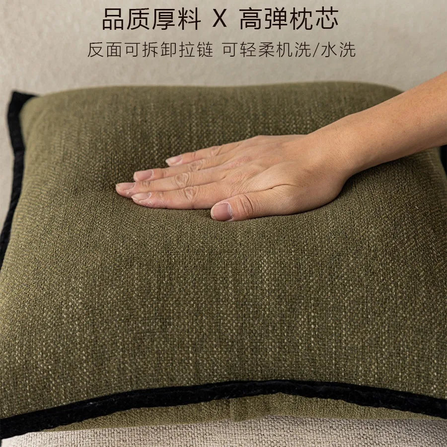 Housse de Coussin Bordure Noire - Style Vert Rétro