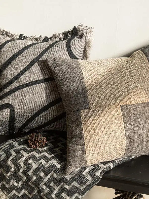 Housse de Coussin Corde de Chanvre Large Bordure Tressée