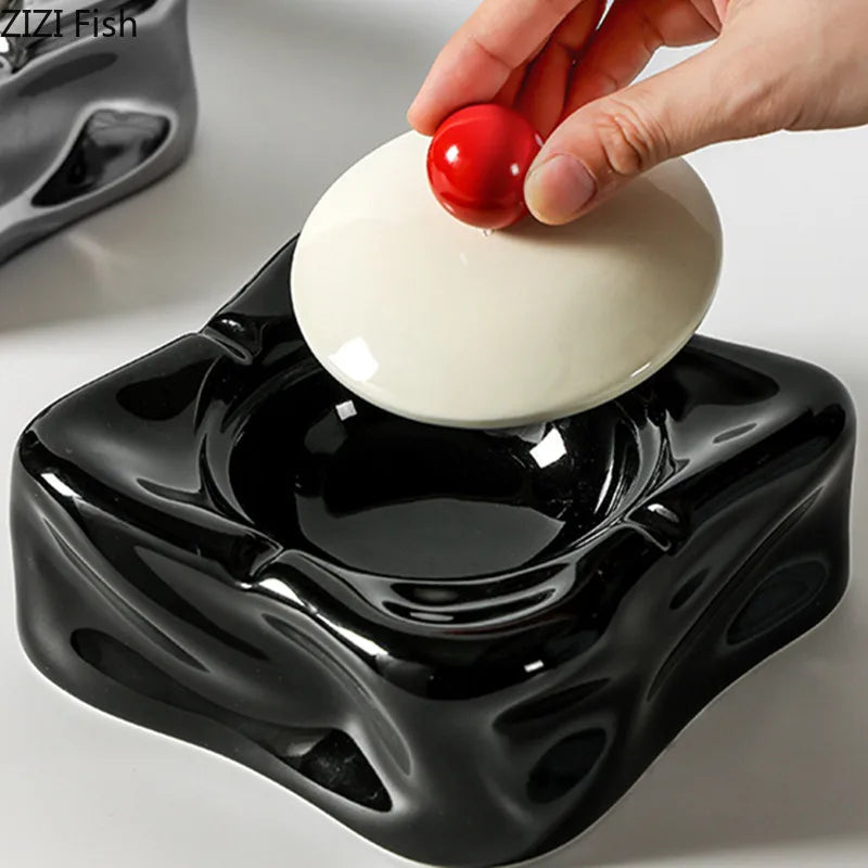 Ceramic Ashtray – Anti-Ash Design, Living Room Decor