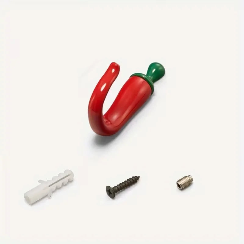Crochets Muraux Forme Piment Rouge Vif Installation Facile