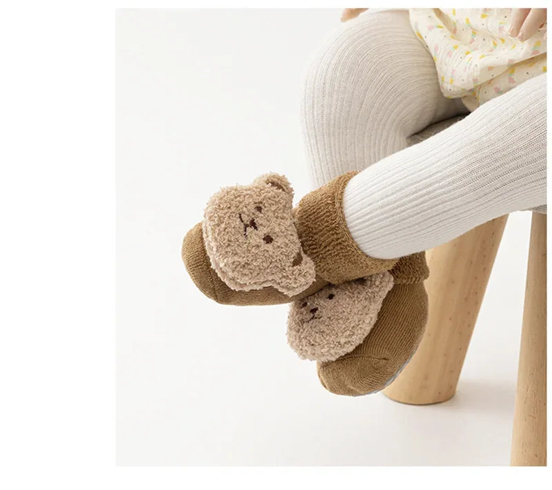 Chaussettes Bébé Antidérapantes Motif Ourson