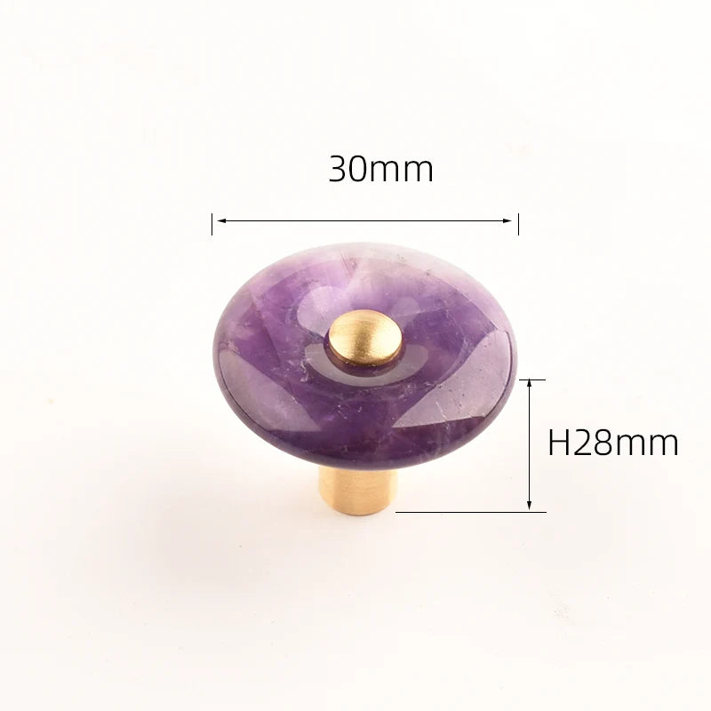 Agate Stone Knob – Crystal & Brass Cabinet Pull