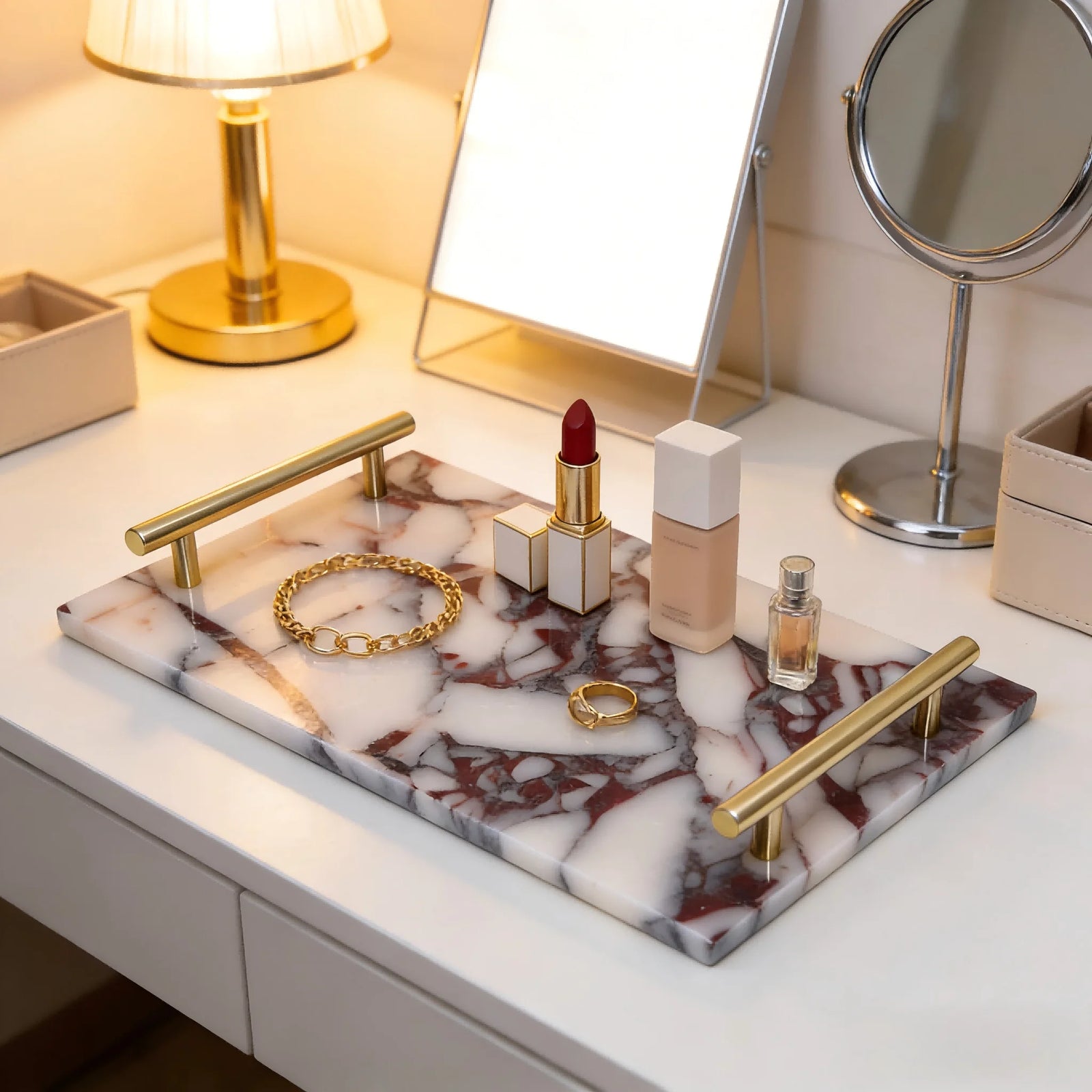 Plateau de Salle de Bain en Marbre Calacatta Viola