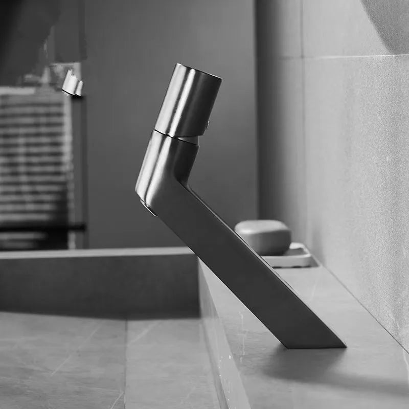 Robinet de Lavabo Or Brossé Design Créatif Une Poignée