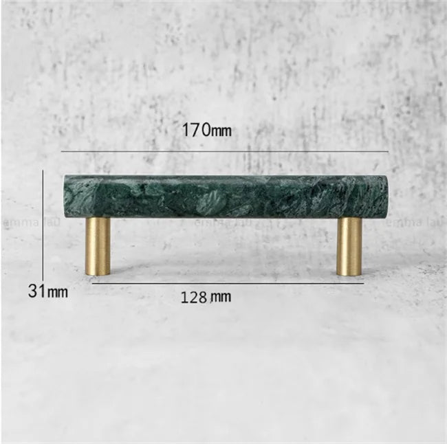 Poignée de Meuble Marbre Naturel Cylindrique Laiton