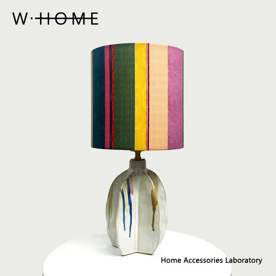 Lampe de Table en Céramique et Tissu - Ambiance Vintage