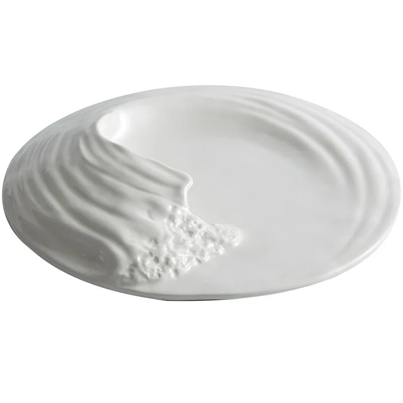 Assiette Plate Céramique Design Sculptural Vagues